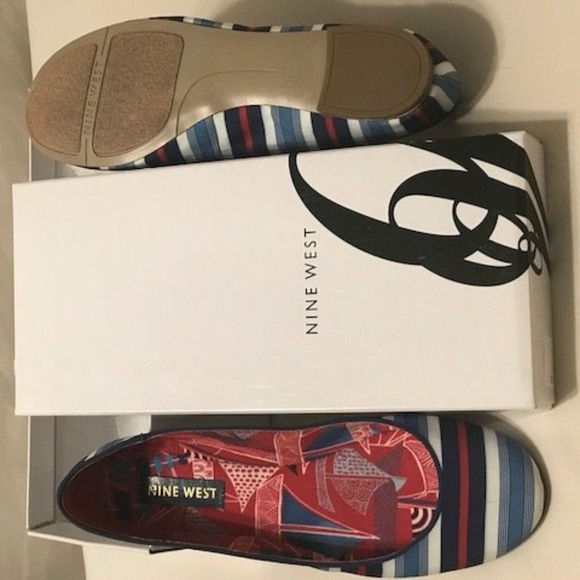 Nine West red white and blue flats - Picture 1 of 5